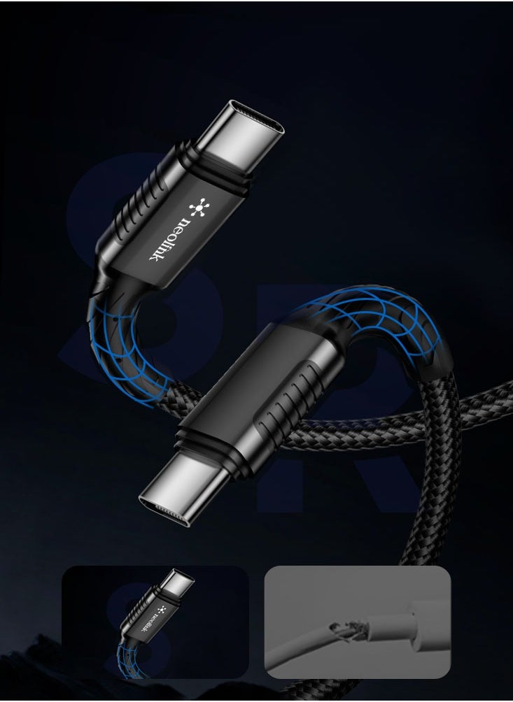 نيو لينك neolink USB 3.0 100W 5A كابل شحن سريع من النوع C إلى النوع C، كابل شاحن USB مضفر من النايلون من النوع C متوافق مع Samsung Galaxy Note 20/10/10+/9/8، S10 S10E، S20 S9 S8 Plus  - Image 2