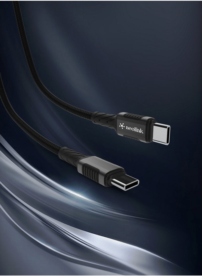 نيو لينك neolink USB 3.0 100W 5A كابل شحن سريع من النوع C إلى النوع C، كابل شاحن USB مضفر من النايلون من النوع C متوافق مع Samsung Galaxy Note 20/10/10+/9/8، S10 S10E، S20 S9 S8 Plus  - Image 3