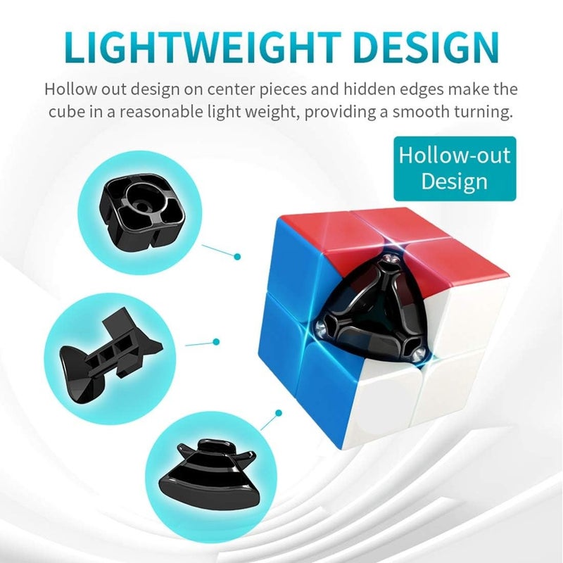 D ETERNAL مكعب سرعة 2X2 للكبار والشباب والأطفال، لغز احترافي مع حامل، مكعب لغز سريع بدون ملصقات 2 في 2 لعبة (2X2+حامل) - Image 5