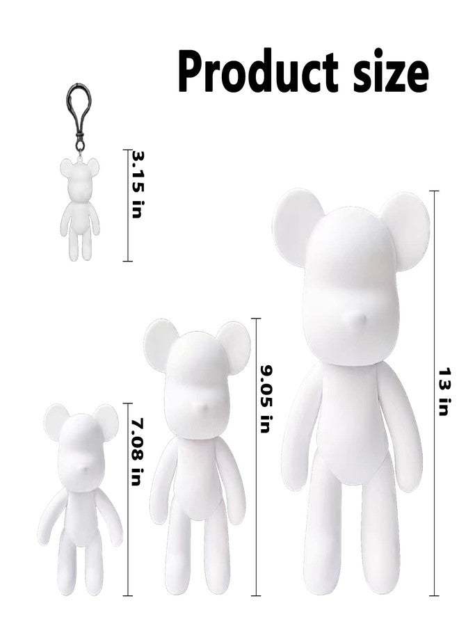 Coniuty DIY Fluid Bear + Bear Keychain Figure, Marble Bear Painting Kit for Creative Pouring Art (Black+White+Gold, 9 inch) - Image 2
