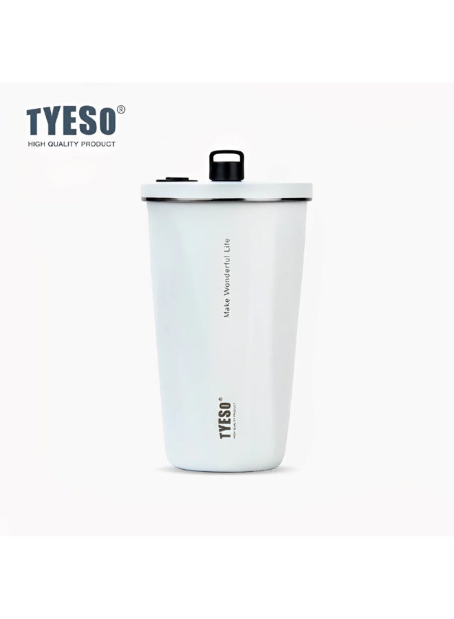TYESO Flair Stainless Steel Travel Mug 600ml Leakproof Vacuum Insulated Coffee Cup with Straw Thermal Tumbler Temperature Retention Reusable Water Bottle for Car Office Travel Gym - Image 1