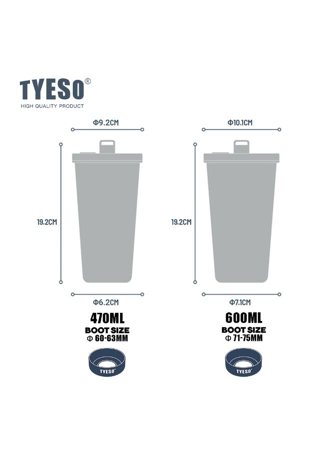 TYESO Flair Stainless Steel Travel Mug 600ml Leakproof Vacuum Insulated Coffee Cup with Straw Thermal Tumbler Temperature Retention Reusable Water Bottle for Car Office Travel Gym - Image 2