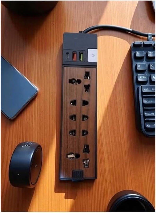 مشترك كهرباء موديل ZR-22 – 5 مخارج كهرباء + 2 USB + منفذ USB-C، بطول 1.5 متر مع خاصية التحكم في الطاقة - Image 5