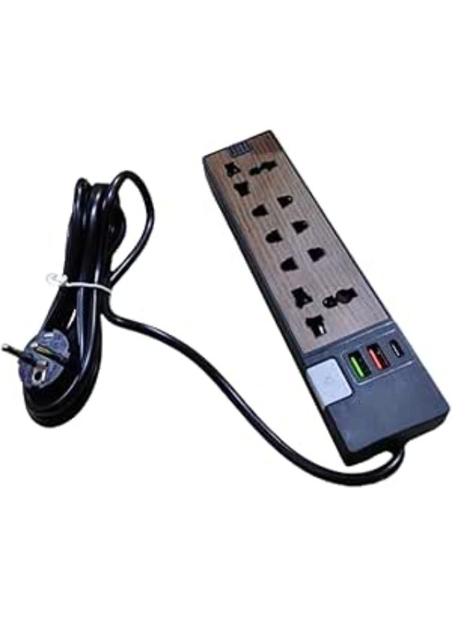 مشترك كهرباء موديل ZR-22 – 5 مخارج كهرباء + 2 USB + منفذ USB-C، بطول 1.5 متر مع خاصية التحكم في الطاقة - Image 4