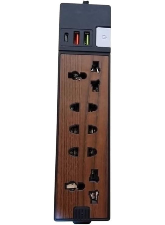 مشترك كهرباء موديل ZR-22 – 5 مخارج كهرباء + 2 USB + منفذ USB-C، بطول 1.5 متر مع خاصية التحكم في الطاقة - Image 3