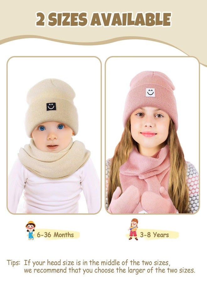 Hispeka Baby Beanie Mittens Scarf Set,Toddler Kids Winter Hat and Thermal Gloves Neck Warmer Set for Girls Boys Beige - Image 5