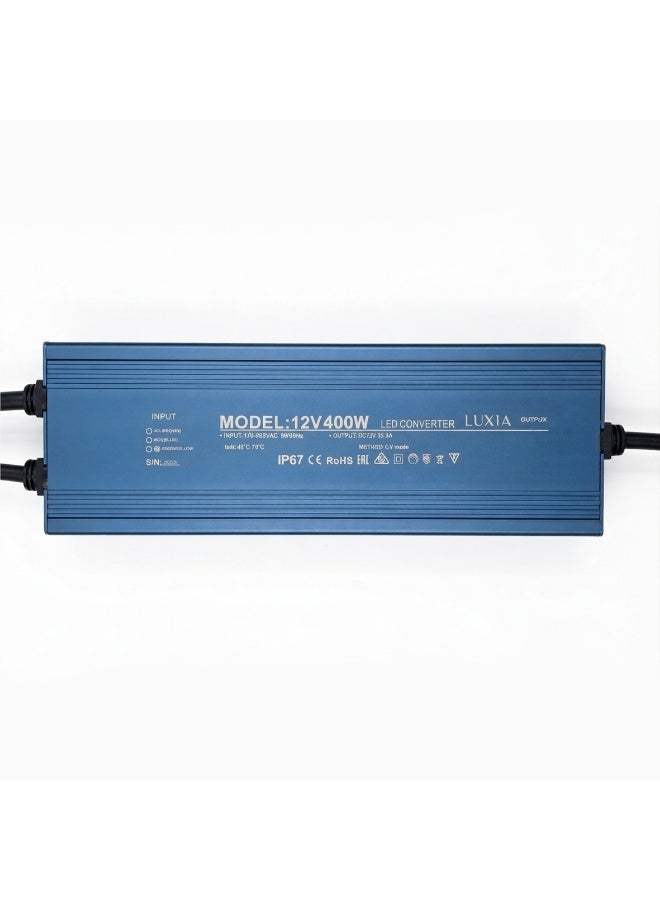 400W Slim Waterproof LED Transformer | IP67 12V DC Driver, AC to 12V 5A Low Voltage, Dust-Proof Design for LED Strip Lights, Signage, and Indoor & Outdoor Applications - Image 1
