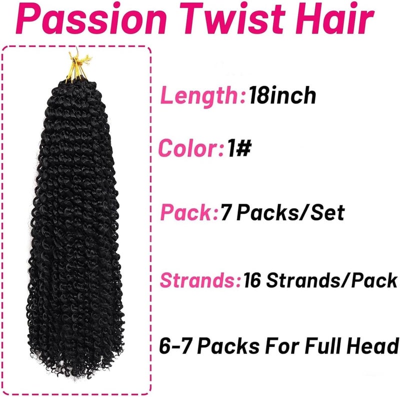 Dorsanee 7 Packs Passion Twist Hair 18 Inch Water Wave Synthetic Braids for Passion Twist Crochet Braiding Hair Goddess Locs Long Bohemian Locs Hair (22Strands/Pack, 1#) - Image 4