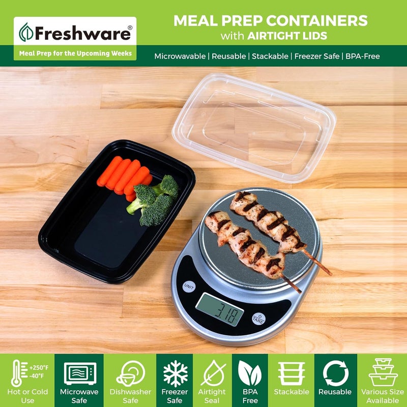 Freshware Meal Prep Containers 15 Pack 1 Compartment Food Storage Containers with Lids Bento Box BPA Free Stackable MicrowaveDishwasherFreezer Safe 28 oz - Image 2