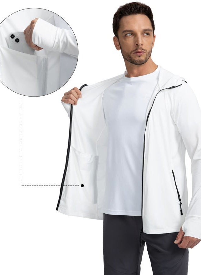 Sejuani Men's UPF 50+ Full Zip Light Jacket Hooded Long Sleeve Cooling Shirt with Pocket for Men Hiking Fishing Outdoor - Image 4