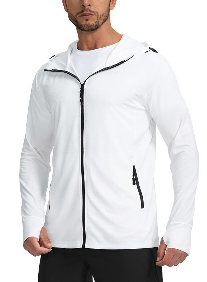 Sejuani Men's UPF 50+ Full Zip Light Jacket Hooded Long Sleeve Cooling Shirt with Pocket for Men Hiking Fishing Outdoor - Image 1
