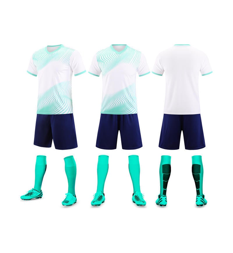 Generic Summer Adult Children Football Clothing Quick-drying suit Team Competition Comprehensive Training Clothing Primary School Students Sports Leisure Clothing White/blue pants