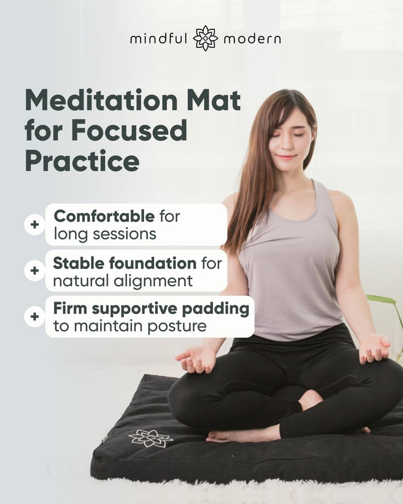 Mindful Modern Zabuton Meditation Mat - Cotton Filled Yoga and Meditation Pad - Zabuton Meditation Cushion for Kneeling and Sitting Support - Large Rectangular Sitting Floor Pillow for Bench or Zafu - Image 2