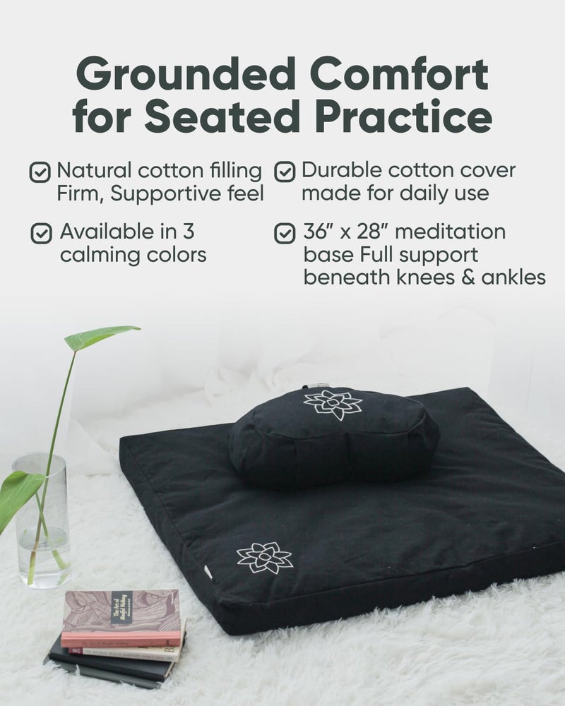 Mindful Modern Zabuton Meditation Mat - Cotton Filled Yoga and Meditation Pad - Zabuton Meditation Cushion for Kneeling and Sitting Support - Large Rectangular Sitting Floor Pillow for Bench or Zafu - Image 4