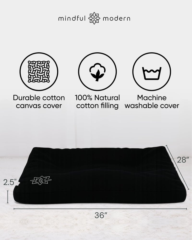 Mindful Modern Zabuton Meditation Mat - Cotton Filled Yoga and Meditation Pad - Zabuton Meditation Cushion for Kneeling and Sitting Support - Large Rectangular Sitting Floor Pillow for Bench or Zafu - Image 3