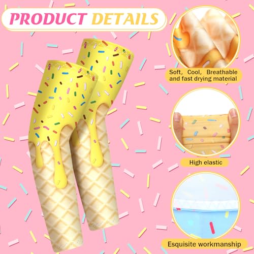 Newcotte 12 Pairs Arm Sleeves for Kids Compression Football Baseball Arm Sleeve Youth UV Protection Breathable Cooling Sleeve(Pastel Colors,4-8 Years,Pastel Ice Cream) - Image 4