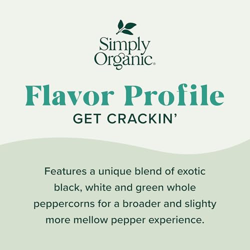 Simply Organic مطحنة فلفل عضوي بسيطة، زجاجة 3 أونصات، مزيج من الفلفل الأسود والأبيض والأخضر لنكهة معقدة - Image 3