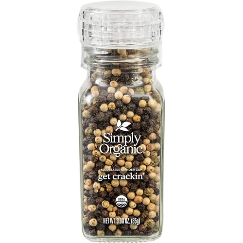 Simply Organic مطحنة فلفل عضوي بسيطة، زجاجة 3 أونصات، مزيج من الفلفل الأسود والأبيض والأخضر لنكهة معقدة - Image 1