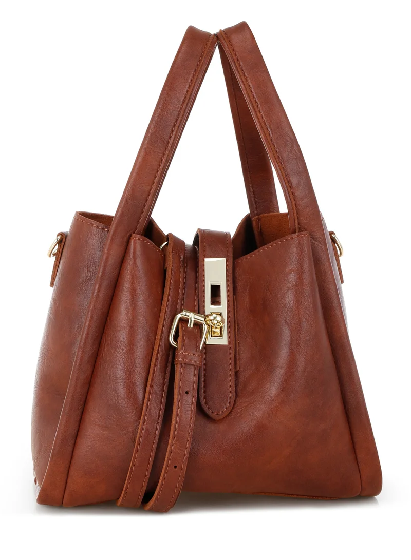 London Rag Women's Handbag With Matching Pouch in Brown