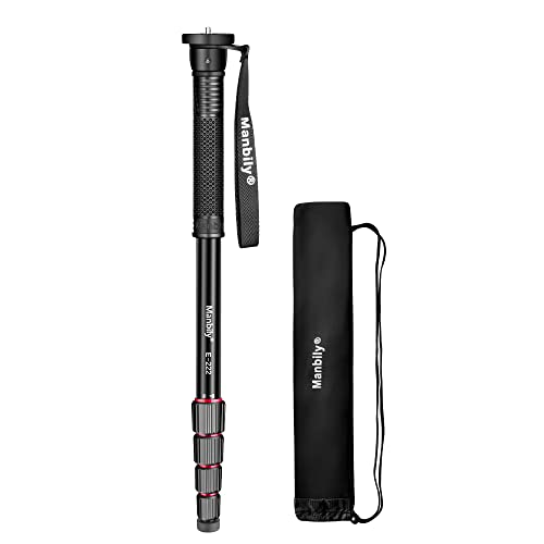 Manbily 65-Inch Camera Monopod, 5 Sections Aluminum Travel Monopod for Canon Nikon Sony DSLR Cameras Video Camcorder, Compact Portable Lightweight（E-222） (Red) - Image 1