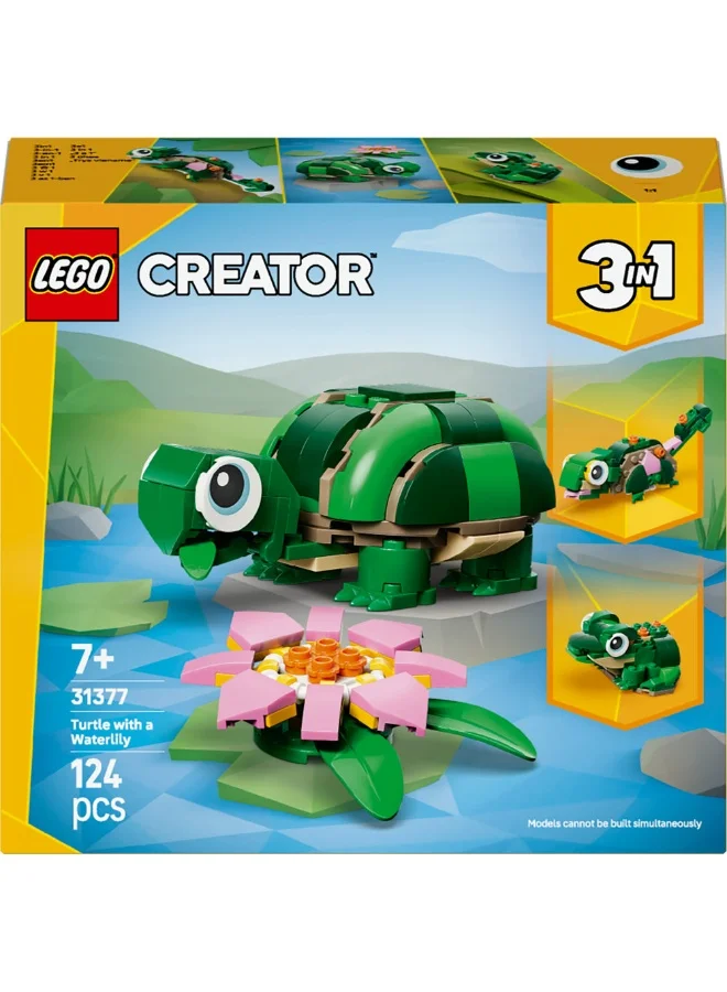 ليغو لعبة سلحفاة مع زهرة زنبق الماء من ليغو® كرييتور 3 في 1 - لإعادة البناء إلى حرباء أو ضفدع - 31377