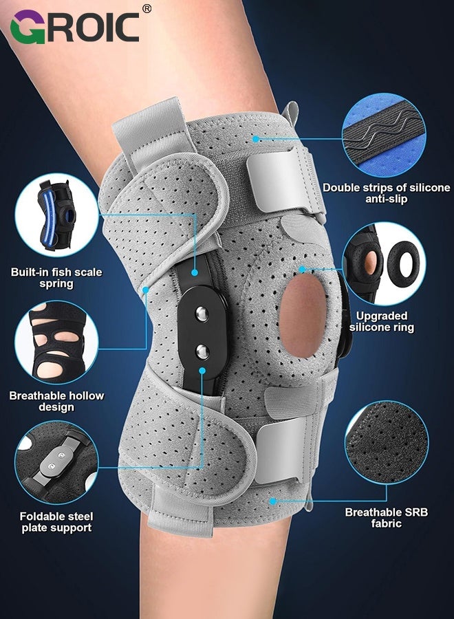GROIC Knee Brace for Meniscus Tear,Adjustable Support for Knee Pain with Removable Metal Hinges & Built-in Side Stabilizers for Sports,ACL MCL Injury or Surgery Recovery,Adjustable Knee Support - Image 5