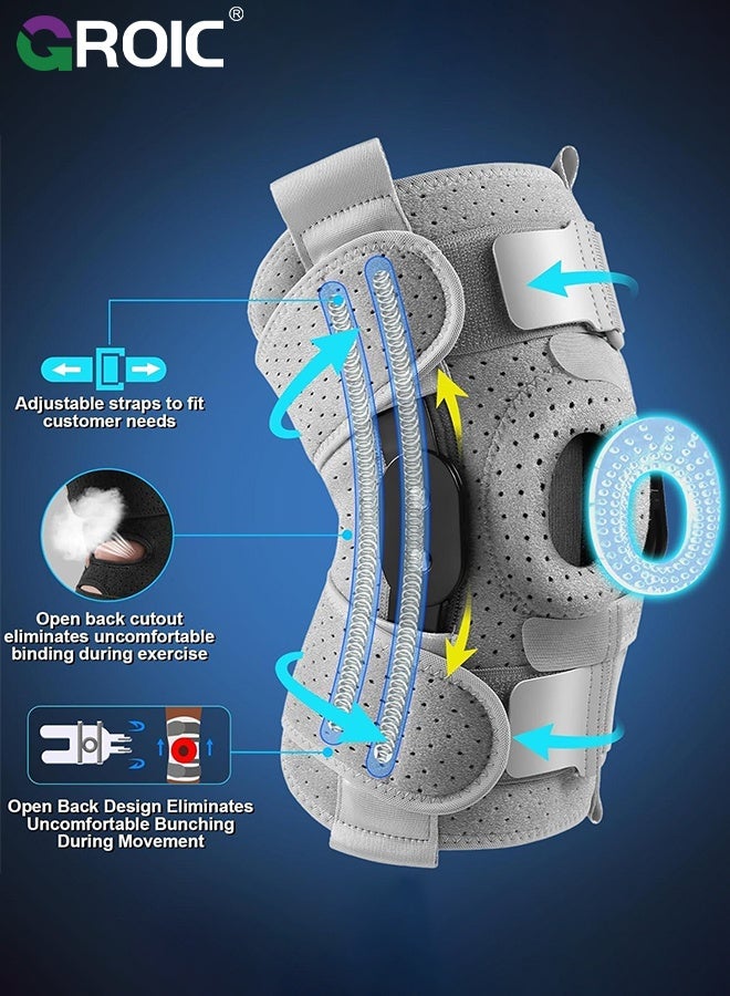 GROIC Knee Brace for Meniscus Tear,Adjustable Support for Knee Pain with Removable Metal Hinges & Built-in Side Stabilizers for Sports,ACL MCL Injury or Surgery Recovery,Adjustable Knee Support - Image 3