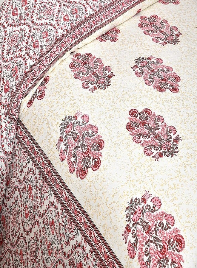 EasyGoods® 240 TC Pure Cotton Bedsheet for Double Bed, King & Queen Size Bed, Jaipuri Rajasthani Design with 2 Pillow Covers, Extra Soft & Wrinkle Free (Pink-3) - Image 4