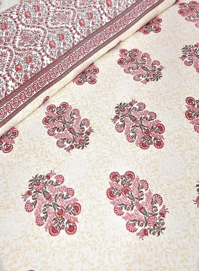 EasyGoods® 240 TC Pure Cotton Bedsheet for Double Bed, King & Queen Size Bed, Jaipuri Rajasthani Design with 2 Pillow Covers, Extra Soft & Wrinkle Free (Pink-3) - Image 5