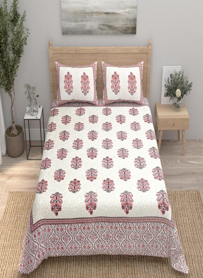 EasyGoods® 240 TC Pure Cotton Bedsheet for Double Bed, King & Queen Size Bed, Jaipuri Rajasthani Design with 2 Pillow Covers, Extra Soft & Wrinkle Free (Pink-3) - Image 3