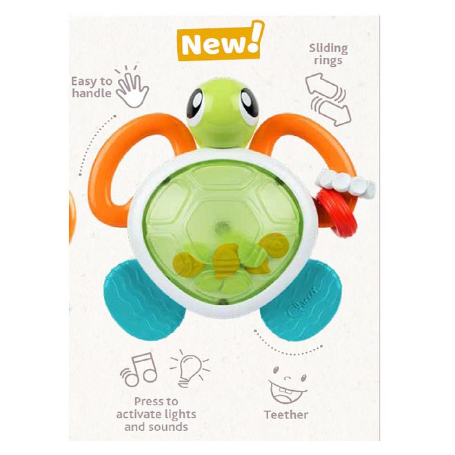 Chicco Lighting Turtle Rattle - Electronic Musical & Teething Toy, Multicolor, 6-36 Months, 12x4x13 cm, with Melodies & Lights - Image 4