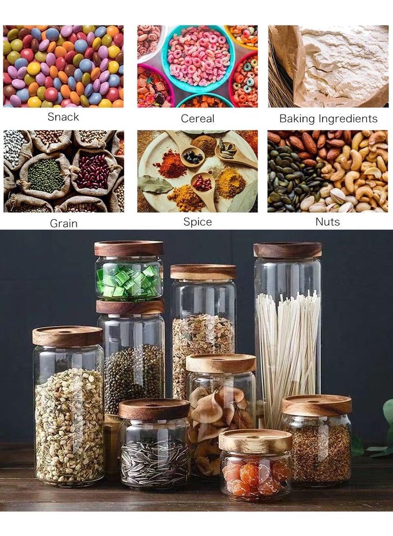 AUTOYSUR Airtight Glass Storage Jar with Acacia Wood Air-tight Lid,3 Pack Borosilicate Glass Kitchen Canisters，Glass Canister for Kitchen, Pantry Organization, Ideal for Coffee, Nuts, Cookie (500ml)  - Image 3