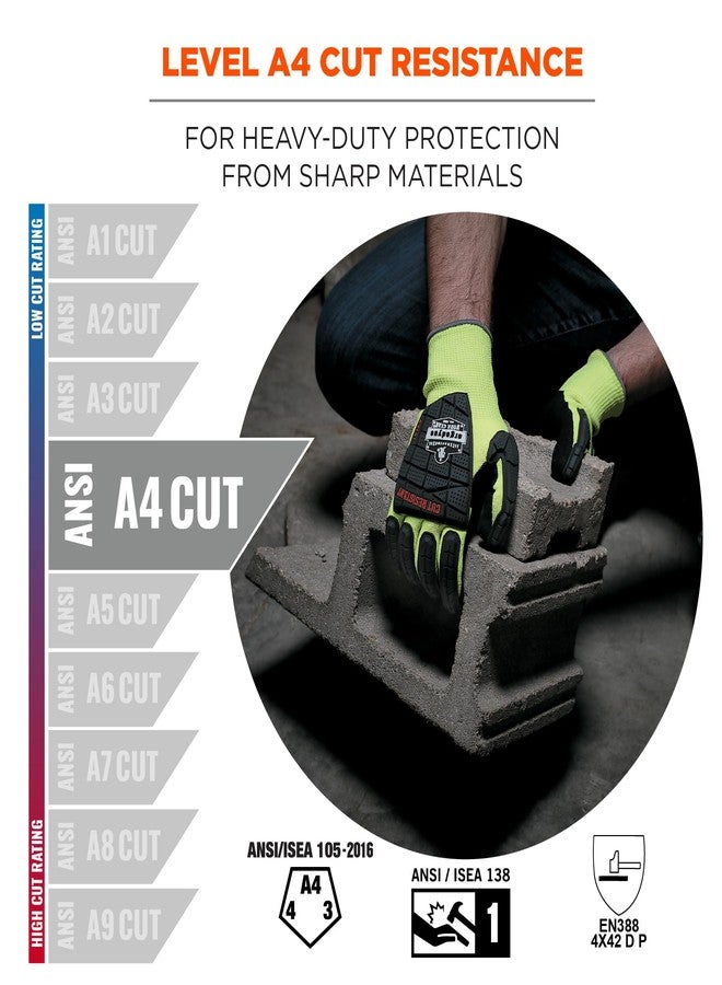 إرغوداين قفازات عمل Ergodyne ProFlex 7141 مطلية بالنتريل، مصنوعة من مادة مقاومة للقطع تسمح بالتهوية، مستوى مقاومة القطع A4، حماية من الصدمات على ظهر اليد - Image 3