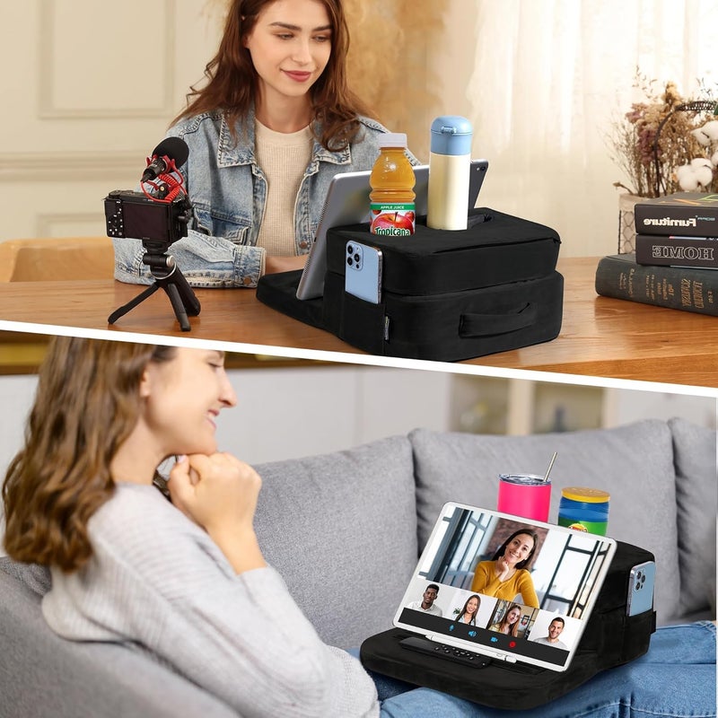 TabCouchCaddy - Couch Cup Holder Tray Pillow for Bed, Couch, Sofa, RV & Car - Black - Image 5