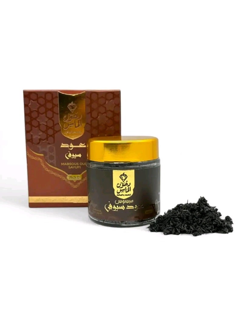 Mabsoos incense with the scent of (Oud Sioufi) produced by Dokhoon Almas
