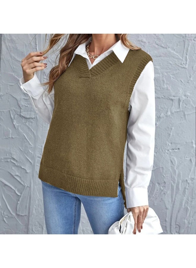 NIBEMINENT Spring and Autumn  Irregular Knitted Vest Fashion Casual Women's Sweater - Image 1