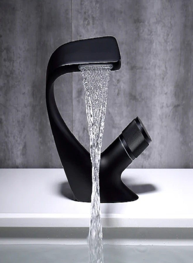 Black waterfall sink mixer