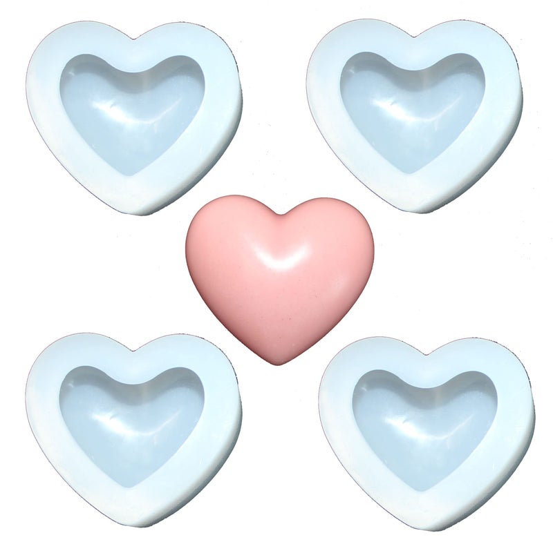 LVDGE 3D HeartShaped Silicone Clear Mold for Valentine Epoxy Resin Art DIY Candle  Soap Making Aromatherapy Product 4 Pack White