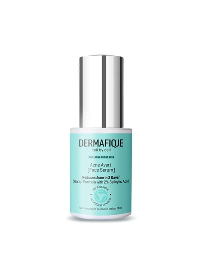 Dermafique Acne Avert Serum 30 ml, with 2% Salicylic Acid, Reduces Acne in 3 Days, for Oily-Acne Prone Skin - Image 1