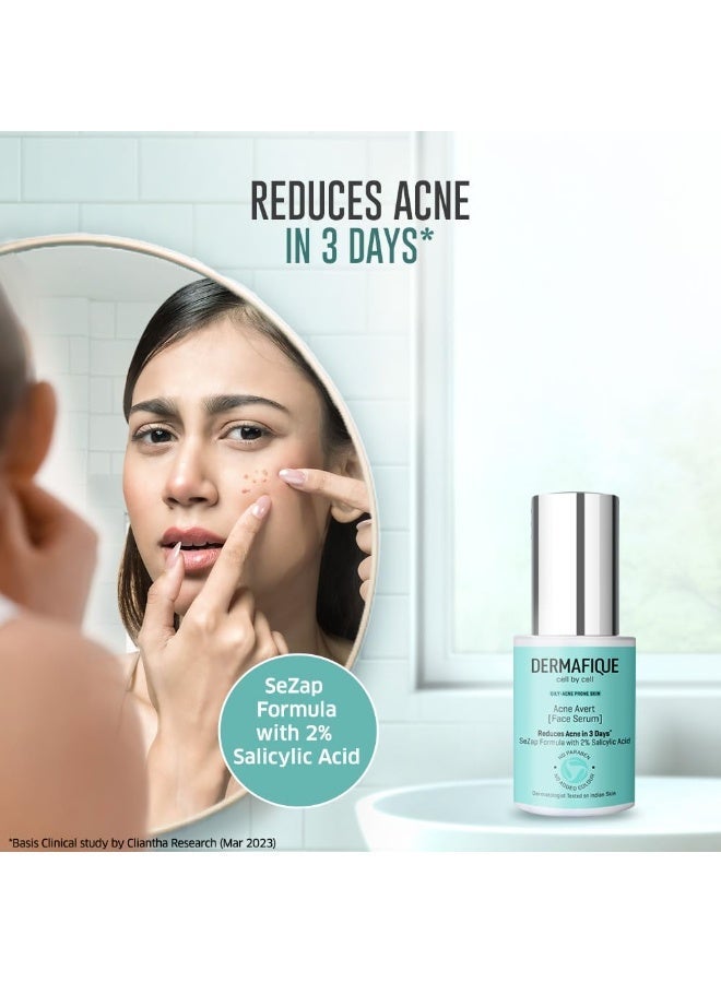 Dermafique Acne Avert Serum 30 ml, with 2% Salicylic Acid, Reduces Acne in 3 Days, for Oily-Acne Prone Skin - Image 2