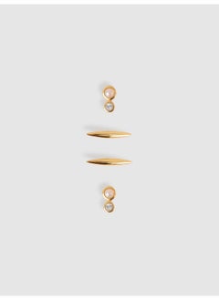 REISS Minnie: Micro Pearl & Bar Stud Earrings Set  - Image 2