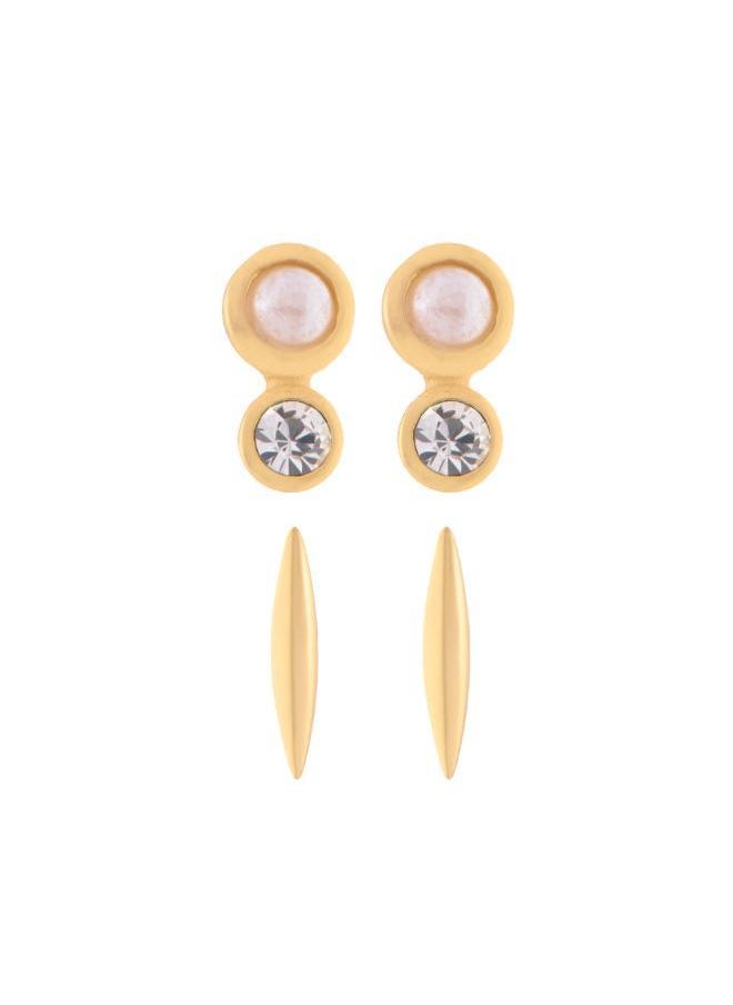 REISS Minnie: Micro Pearl & Bar Stud Earrings Set  - Image 4