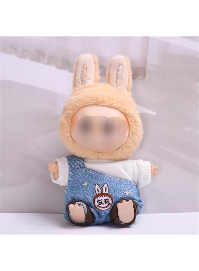 Arabest 15cm-17cm Doll Clothes Suitable for 17cm 15cm labubu Dolls Accessories Sitting No Doll Only Clothes 1hat+1rompers+1tshirt No Doll ONLY Clothes - Image 2