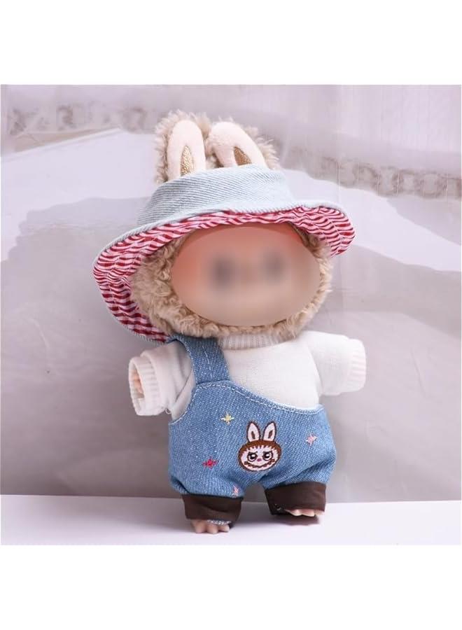 Arabest 15cm-17cm Doll Clothes Suitable for 17cm 15cm labubu Dolls Accessories Sitting No Doll Only Clothes 1hat+1rompers+1tshirt No Doll ONLY Clothes - Image 3