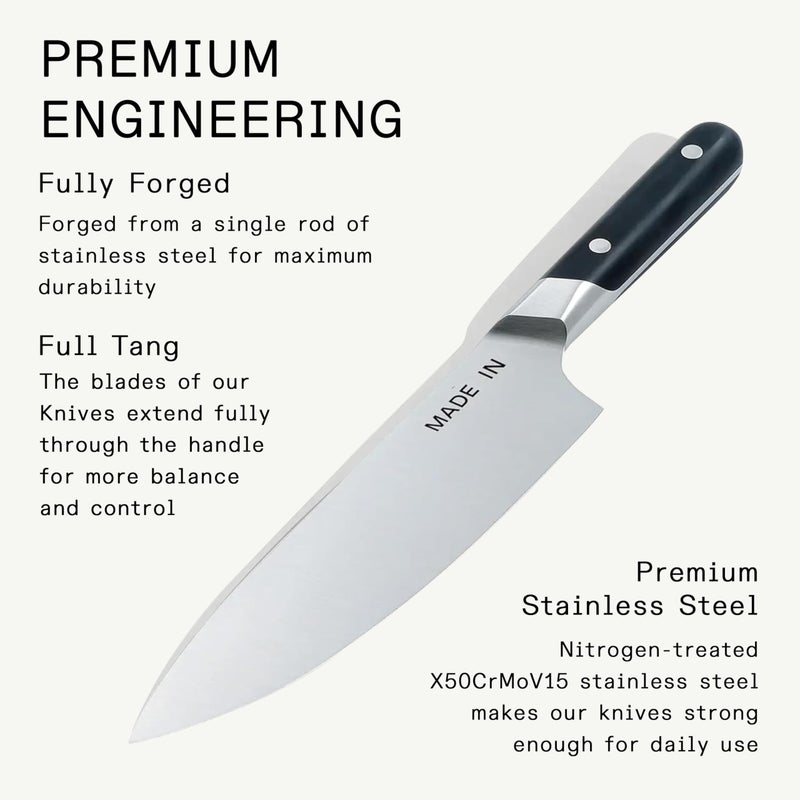 Madein Made In Cookware - 8" Chef Knife - Crafted in France - Full Tang With Truffle Black Handle - Image 3