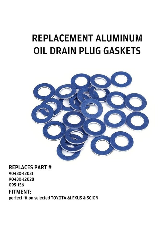 24Pcs Aluminum Oil Drain Plug Crush Washers, OEM#90430-12031 Replacement Sealing Gaskets Compatible with Toyota Lexus Scion - Image 3