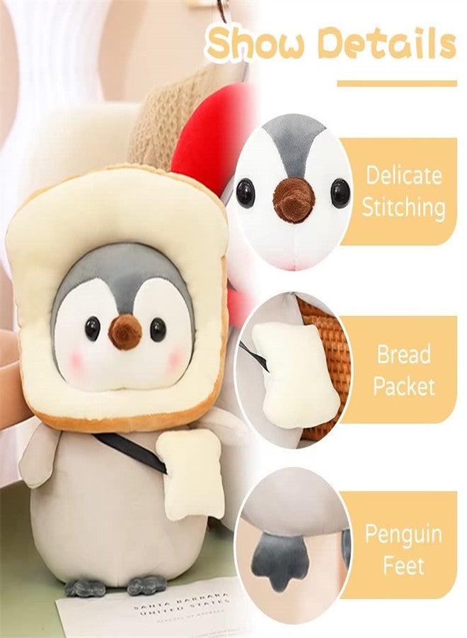 Excefore Penguin Toast Stuffed Animal, Custom Plush Kawaii Doll, Soft Plushies Penguin with Bread Outfits Gifts for Boys and Girls Birthday Gift Party Decorations  - Image 2
