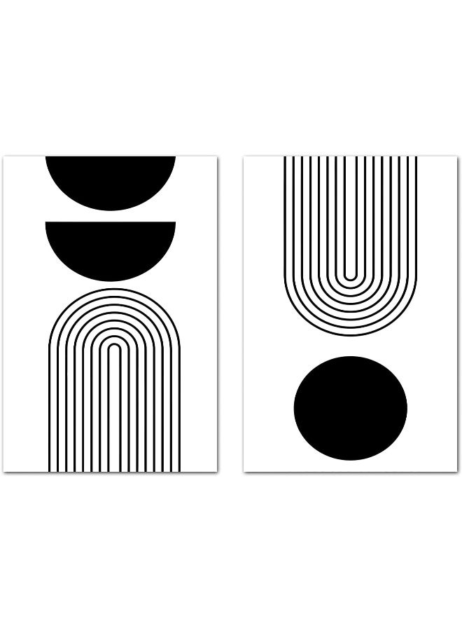 Ecyanlv Black and White Geometric Abstract Wall Art Black and White Boho Canvas Painting Minimalist Art Prints Black and White Line Art Mid Century Modern Geometric Wall Art for Home Decor 16x24inch Frameless - Image 2
