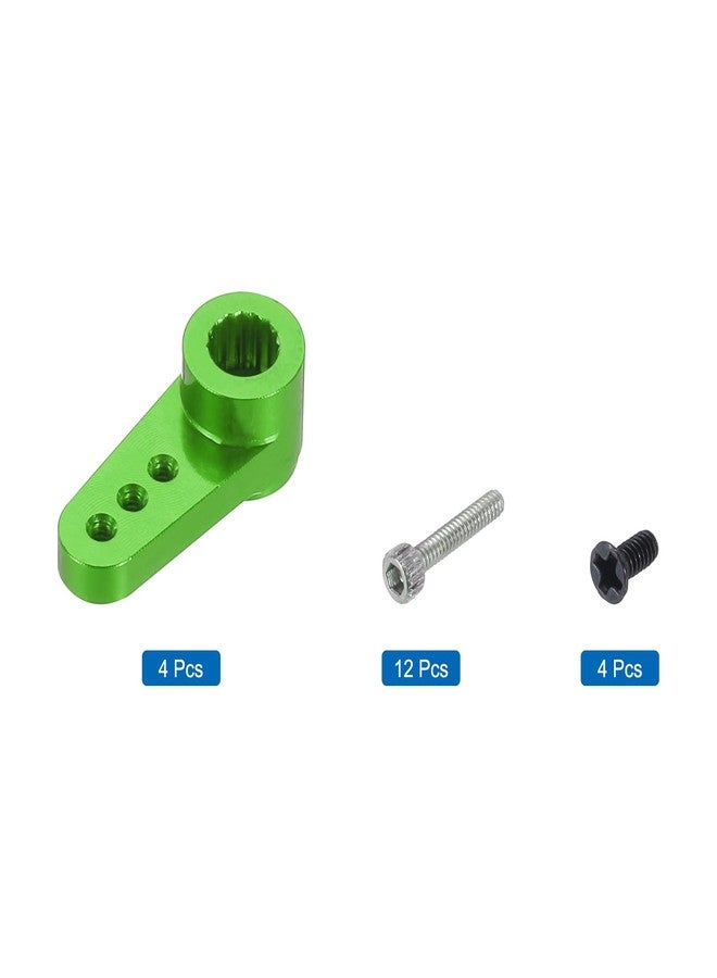 MECCANIXITY 4 Pcs Aluminum Servo Horn 15T Servo Horn Steering Short Arm 17.5mm Length Green Suitable for DIY RC Car/Boat/Airplanes Boat Model Accessories with Screws - Image 3