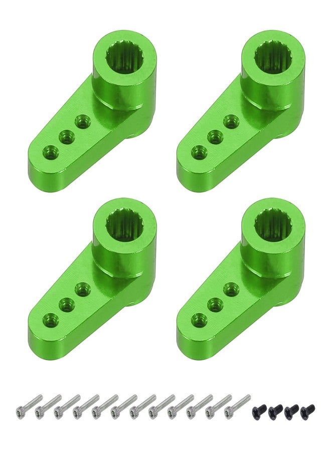 MECCANIXITY 4 Pcs Aluminum Servo Horn 15T Servo Horn Steering Short Arm 17.5mm Length Green Suitable for DIY RC Car/Boat/Airplanes Boat Model Accessories with Screws - Image 1